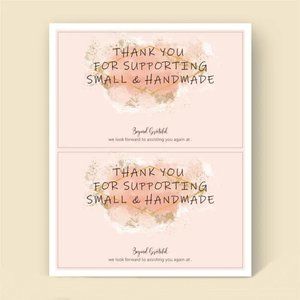 NEW Thank You For Supporting Small & Handmade Rectangle Stickers, Pink, 50 Count